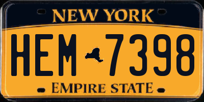NY license plate HEM7398