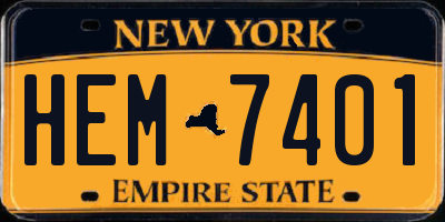 NY license plate HEM7401