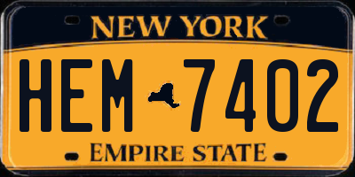 NY license plate HEM7402