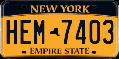 NY license plate HEM7403