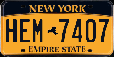 NY license plate HEM7407