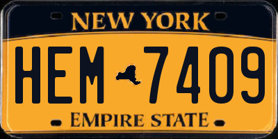 NY license plate HEM7409