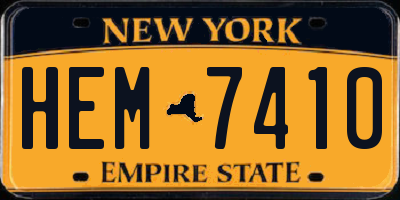 NY license plate HEM7410
