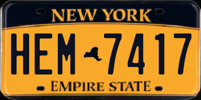 NY license plate HEM7417