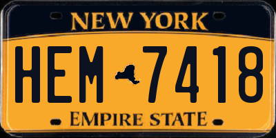 NY license plate HEM7418