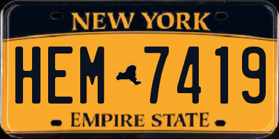 NY license plate HEM7419