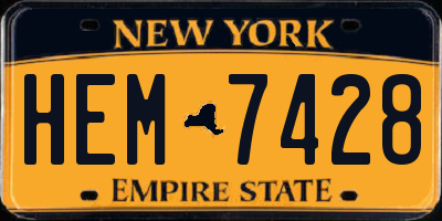 NY license plate HEM7428