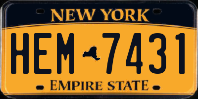 NY license plate HEM7431
