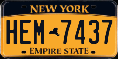 NY license plate HEM7437