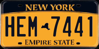 NY license plate HEM7441