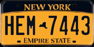 NY license plate HEM7443