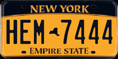NY license plate HEM7444