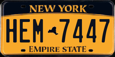 NY license plate HEM7447