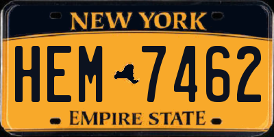 NY license plate HEM7462