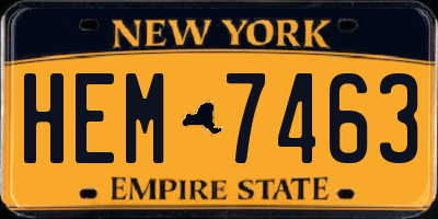 NY license plate HEM7463