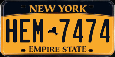 NY license plate HEM7474