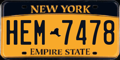 NY license plate HEM7478