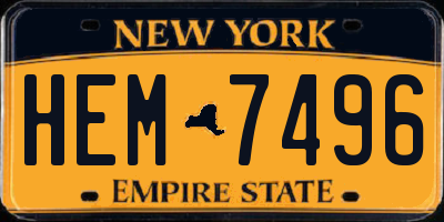 NY license plate HEM7496