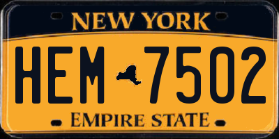 NY license plate HEM7502