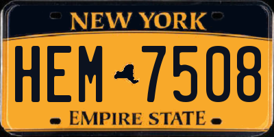 NY license plate HEM7508
