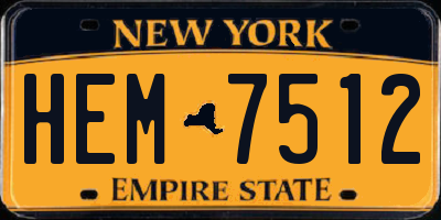 NY license plate HEM7512