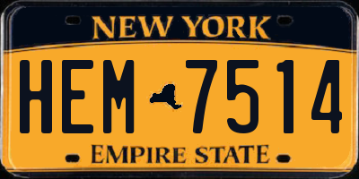NY license plate HEM7514