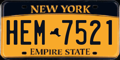 NY license plate HEM7521