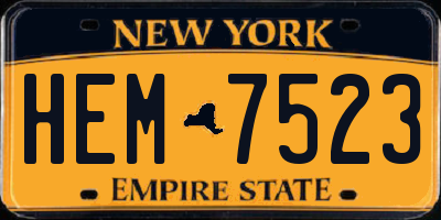 NY license plate HEM7523