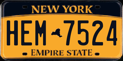 NY license plate HEM7524