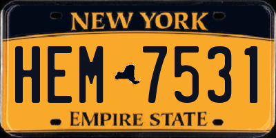 NY license plate HEM7531