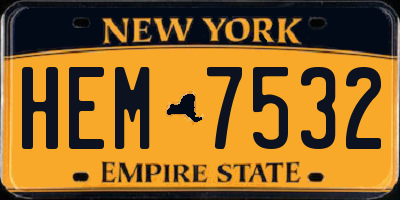 NY license plate HEM7532