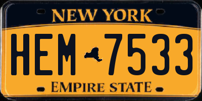 NY license plate HEM7533