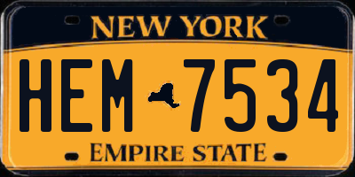 NY license plate HEM7534