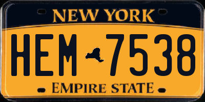 NY license plate HEM7538