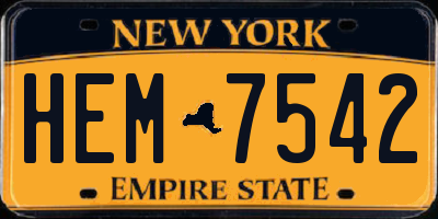 NY license plate HEM7542
