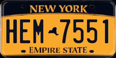 NY license plate HEM7551