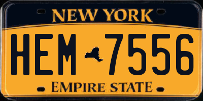 NY license plate HEM7556