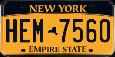 NY license plate HEM7560