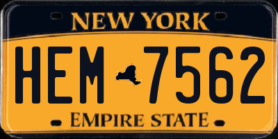 NY license plate HEM7562