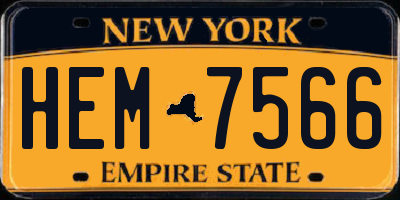 NY license plate HEM7566