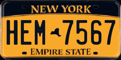 NY license plate HEM7567