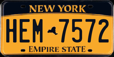 NY license plate HEM7572