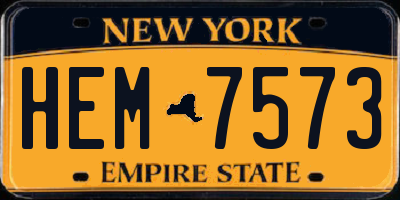 NY license plate HEM7573