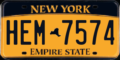 NY license plate HEM7574