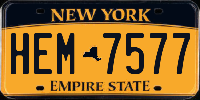 NY license plate HEM7577