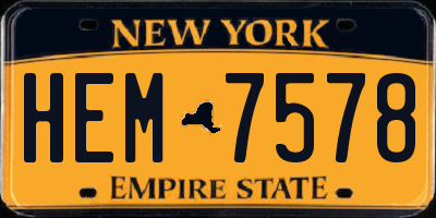 NY license plate HEM7578