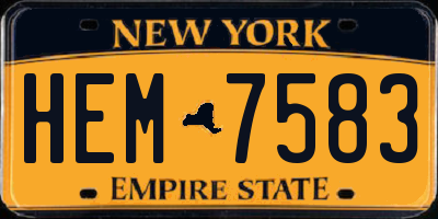 NY license plate HEM7583