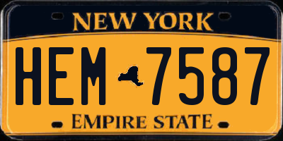 NY license plate HEM7587