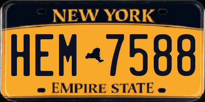 NY license plate HEM7588