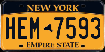 NY license plate HEM7593